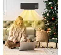 HOMCOM Electric Heater, 2000W Wall Mounted Ceramic Space Heater, Black | Remote Control, 2 Modes, Timer, Oscillation, Overheat Protection, for Home