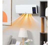 HOMCOM Electric Heater, 2000W Wall Mounted Ceramic Space Heater with Remote Control, 2 Modes, Timer, Oscillation, Overheat Protection for Home, White