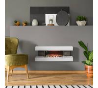 HOMCOM 120cm Electric Fireplace Wall Mounted or Freestanding Adjustable LED Flame Effect 2000W White, none