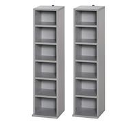 HOMCOM Set of 2 CD Media Display Shelf Unit - Grey