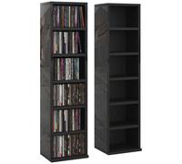 HOMCOM Set of 2 CD Storage Units with Adjustable Shelves High Gloss Black HOMCOM Black