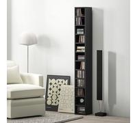 HOMCOM 204 CD Storage Tower Tall Bookcase Bookshelf with 12 Cubes Black, Black