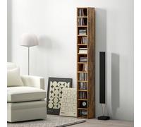HOMCOM 204 CD Storage Unit Narrow CD Rack 12 Tiers 175 cm, Rustic Brown