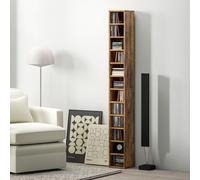 HOMCOM 204 CD Storage Tower Tall Bookcase Bookshelf with Cubes Rustic Brown, Brown