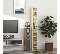 Homcom 204 Cd Storage Tower Tall Bookcase Bookshelf With 12 Cubes Oak Tone