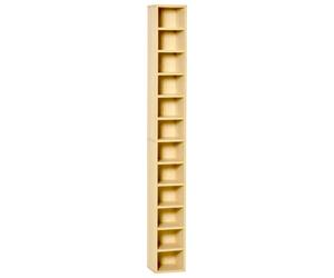 HOMCOM 204 CD Storage Tower Tall Bookcase Bookshelf with 12 Cubes Oak Tone
