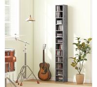 Homcom 204 Cd Storage Tower, Tall Bookcase Bookshelf With 12 Cubes In Grey Grey One Size