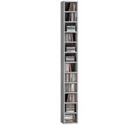 HOMCOM 204 CD Storage Unit Narrow CD Rack 12 Tiers 175 cm, Grey | Tall Storage Shelf, Storage Tower, Living Room, Home Office, Study Room