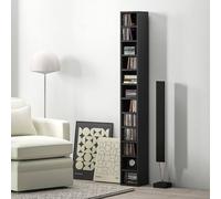 HOMCOM 204 CD Storage Tower Tall Bookcase Bookshelf with 12 Cubes Black, Black