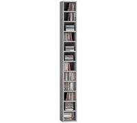 HOMCOM 204 CD Storage Unit, Storage Tower with 12 Cubes, 175cm Tall Bookcase for Living Room, Home Office, Study Room, Cement Grey