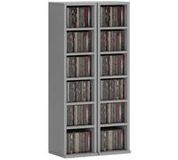 HOMCOM 204 CD Storage Units Set of 2, Blu-Ray Tower Rack with Adjustable Shelves, Bookcase Storage Organiser, Light Grey