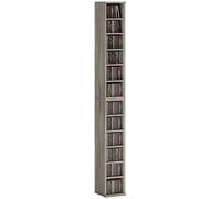 HOMCOM 204 CD Storage Units Set of 2, Blu-Ray Tower Rack with Adjustable Shelves, Bookcase Storage Organiser, Mocha Wood Effect