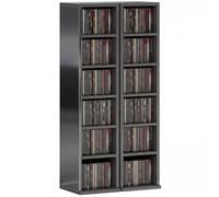 HOMCOM 204 CD Storage Units Set of 2, Blu-Ray Tower Rack with Adjustable Shelves, Bookcase Storage Organiser, High Gloss Black