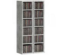 HOMCOM 204 CD Storage Units Set of 2, Blu-Ray Tower Rack with Adjustable Shelves, Bookcase Storage Organiser, Grey