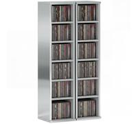 Homcom Set Of 2 Cd Storage Units With Adjustable Shelves, High Gloss Grey Grey One Size