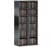 HOMCOM 204 CD Storage Units Set of 2 DVD Tower Rack Black | Blu-Ray, Bookcase Storage Organiser, Adjustable Shelves