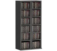 HOMCOM 204 CD Storage Units Set of 2 DVD Tower Rack Black | Blu-Ray, Bookcase Storage Organiser, Adjustable Shelves