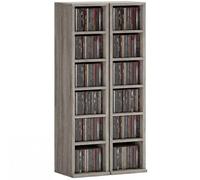 HOMCOM Set of 2 CD Media Display Shelf Unit Tower Rack Adjustable in Grey HOMCOM Grey