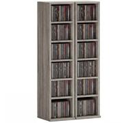Homcom Set Of 2 Cd Storage Units With Adjustable Shelves Mocha Wood