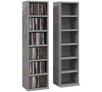 HOMCOM 204 CD Storage Units Set of 2 DVD Tower Rack Grey | Blu-Ray, Bookcase Storage Organiser, Adjustable Shelves