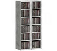 HOMCOM 204 CD Storage Units Set of 2 DVD Tower Rack Grey | Blu-Ray, Bookcase Storage Organiser, Adjustable Shelves