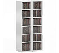 HOMCOM 204 CD Storage Units Set of 2 DVD Tower Rack High Gloss White