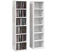 HOMCOM 204 CD Storage Units Set of 2 DVD Tower Rack High Gloss White | Blu-Ray, Bookcase Storage Organiser, Adjustable Shelves