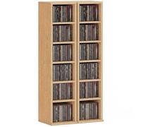 HOMCOM 204 CD Storage Units Set of 2 DVD Tower Rack Natural Wood