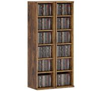 HOMCOM 204 CD Storage Units Set of 2, Blu-Ray Tower Rack with Adjustable Shelves, Bookcase Storage Organiser, Rustic Brown