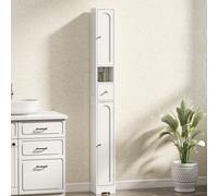 Homcom 20Cm Slim Bathroom Storage Cabinet With Adjustable Shelves White White