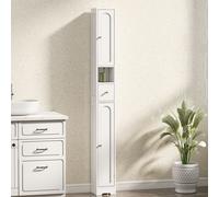 HOMCOM 20cm Slim Bathroom Storage Cabinet with Adjustable Shelves White - White