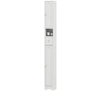 Homcom 20Cm Slim Bathroom Storage Cabinet With Adjustable Shelves White White