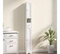 Homcom 20Cm Slim Bathroom Storage Cabinet With Adjustable Shelves White White One Size