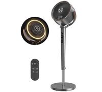 HOMCOM 20dB Silent Standing Fan, 70°+90° Auto Oscillating Fan with 12 Speeds, LED Light, Air Circulator, Remote Control, 12H Timer, for Bedroom, 46 Inch, Grey