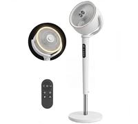 HOMCOM 20dB Silent Standing Fan, 70°+90° Auto Oscillating Fan with 12 Speeds, LED Light, Air Circulator, Remote Control, 12H Timer, for Bedroom, 46 Inch, White