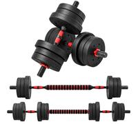 HOMCOM 30kg/20kg Adjustable 2 IN 1 Barbell Dumbbells Weight Set For Body Fitness - 20kg | TJ Hughes Black