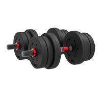 HOMCOM 30kg/20kg Adjustable 2 IN 1 Barbell Dumbbells Weight Set For Body Fitness - 20kg | TJ Hughes Black