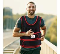 HOMCOM 20kg Adjustable Weight Vest - 38 Removable Weights, Velcro Front & Back, Soft Padding, Black/Red (A93-042V02)