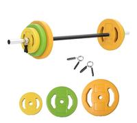 HOMCOM 20kg Barbell Weights Set Solid One-Piece Barbell Bar for Men Women