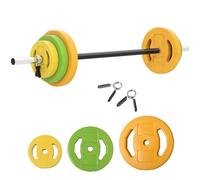 HOMCOM 20kg Barbell Weights Set Solid OnePiece Barbell Bar for Men Women