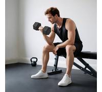 HOMCOM 20KG Single Rubber Hex Dumbbell Portable Hand Weights Dumbbell Home Gym Workout Fitness Hand Dumbbell