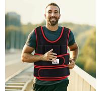 HOMCOM 20KGS Adjustable Weight Vest Running Gym Training Weight Loss, Black - 20KG - Black and red