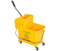 HOMCOM 20L Mop Bucket with Wringer and Handle, Mop Bucket on Wheels for Floor Cleaning, Separate Dirty and Clean Water, Yellow