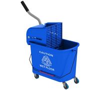 HOMCOM 20L Compact Mop Bucket with Wringer and Handle, Mop Bucket on Wheels for Floor Cleaning, Separate Dirty and Clean Water, for Home, Flat, Blue