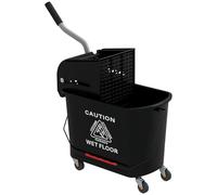 HOMCOM 20L Compact Mop Bucket with Wringer and Handle, Mop Bucket on Wheels for Floor Cleaning, Separate Dirty and Clean Water, for Home, Flat, Black