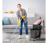 Wheel-Mounted 20L Mop Bucket with Wringer - Easy Floor Cleaning Red