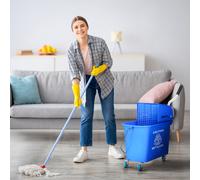 HOMCOM 20L Mop Bucket on Wheels with Water Separation Panel - Blue, none