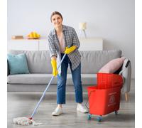 Mop Bucket and Wringer System on Wheels Separate Dirty HOMCOM Red One Size