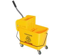 Homcom 20L Compact Mop Bucket With Wringer On Wheels Yellow Yellow