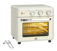 HOMCOM 20L Countertop Mini Oven 7-in-1 Toaster Oven with Timer 1400W, Cream | Warm, Broil, Toast, Bake, Air Fryer Setting, Adjustable Thermostat, 4 Dishwasher Safe Accessories